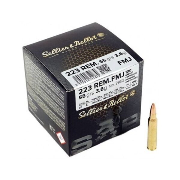 MUNITIONS SELLIER & BELLOT 223 Rem 55gr Ball M193 boite de 100