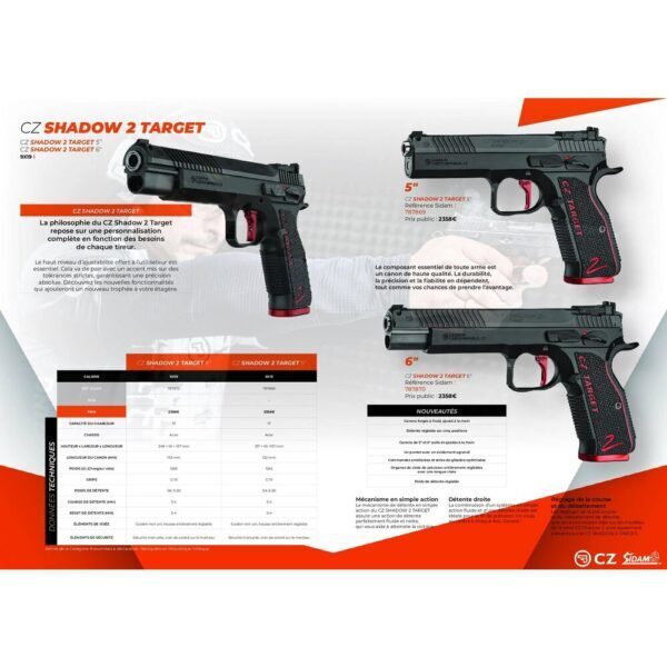 PISTOLET CZ SHADOW 2 TARGET 5″ CAL.9X19