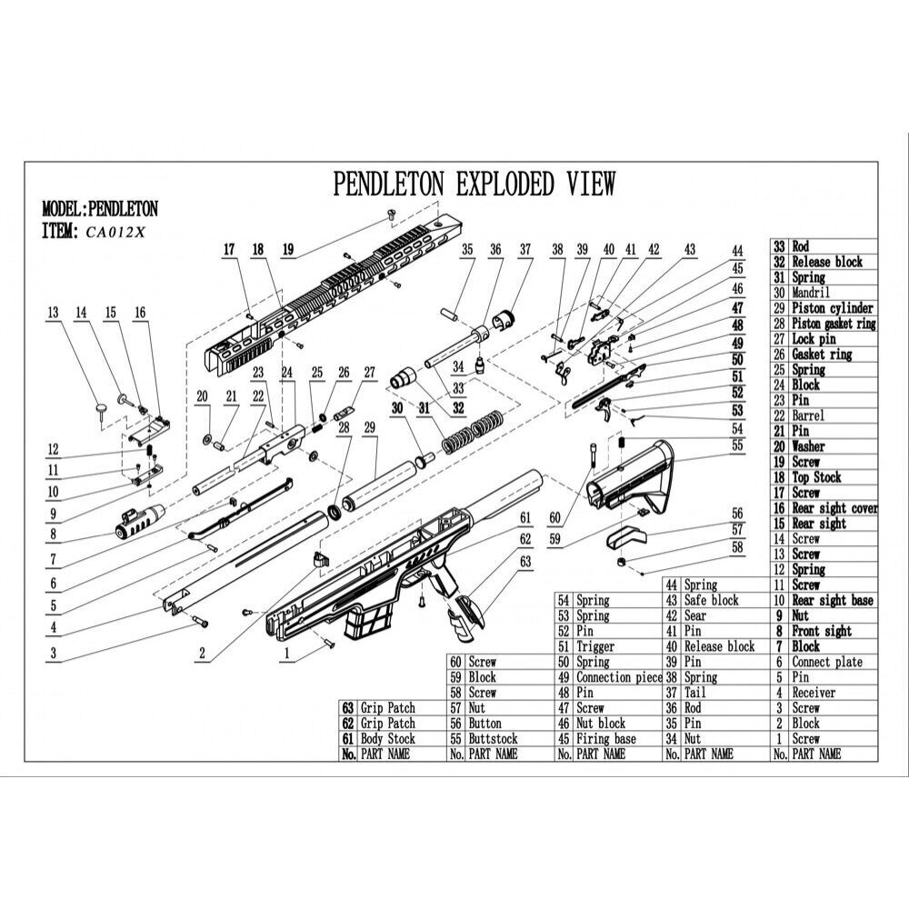 BO Manufacture Pièces détachées pour carabine à air PENDLETON SCREW N°1