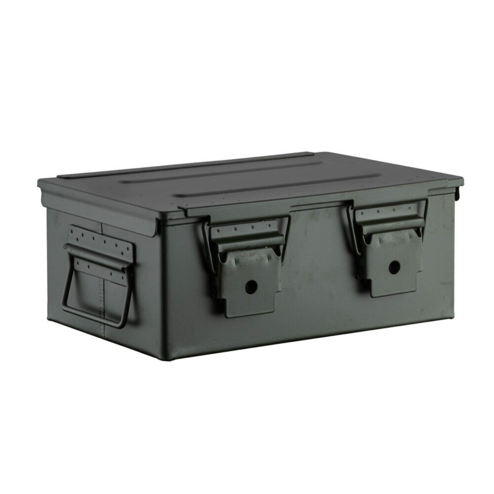 Caisse à munitions métallique verte 33x22x13cm CAISSE MUITION METAL VERTE DIM 33 X 22 X 13