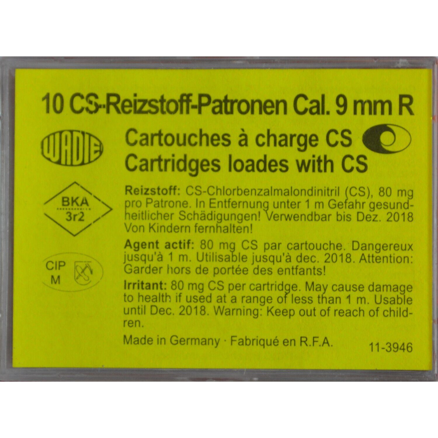 Cartouches 9 mm/380 Cs A Gaz X10 Wadie