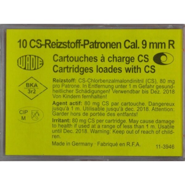 Cartouches 9 mm/380 Cs A Gaz X10 WADIE