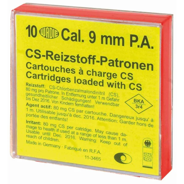 Cartouches 9 mm Cs Pa A Gaz X10 Wadie