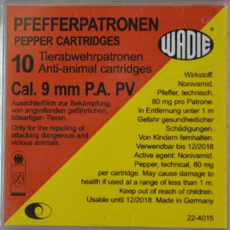 Cartouches 9 mm Pa Pv Pepper A Gaz X10 Wadie