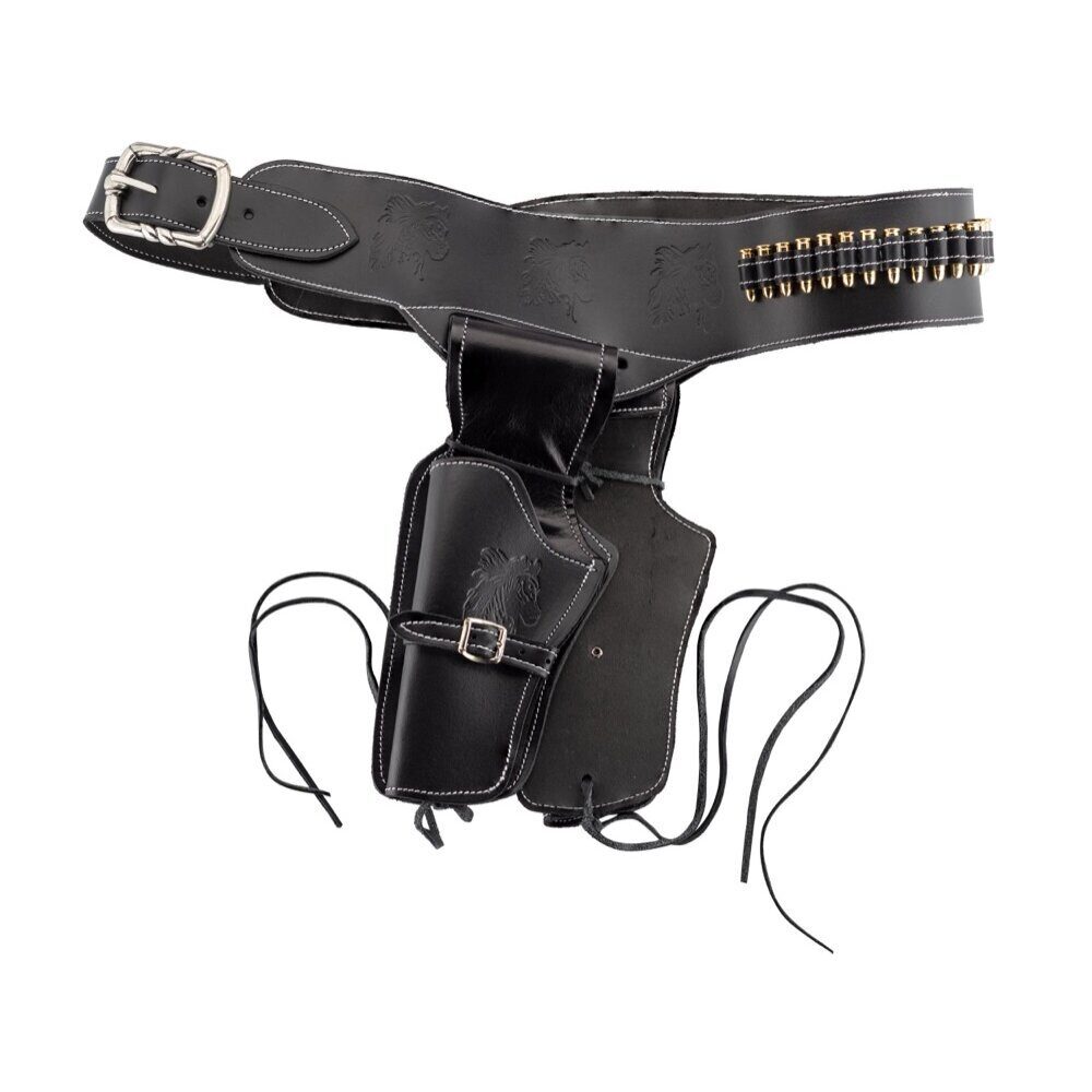Ceinturon noir pour 1 ou 2 revolvers Western Ceinturon 2 revolvers