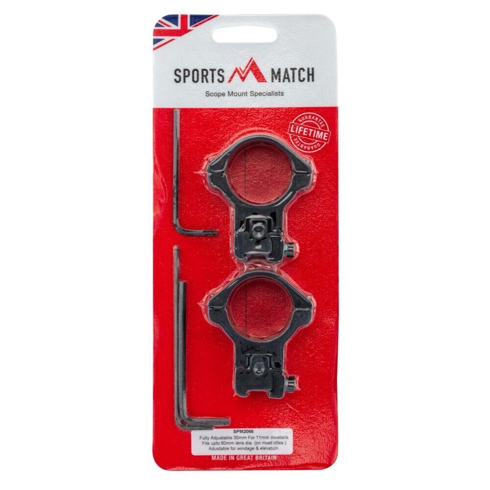 Colliers Sports Match pentés ajustable diam. 30 mm – rail 11 mm – Haut – 0 à 50 MoA