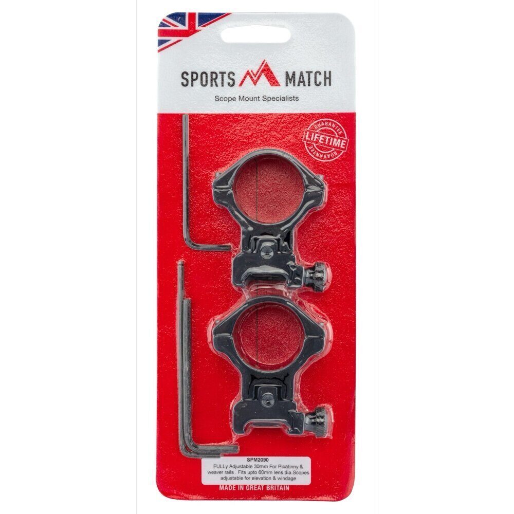 Colliers Sports Match pentés ajustable diam. 30 mm – rail 21mm – haut – 0 à 50 MoA