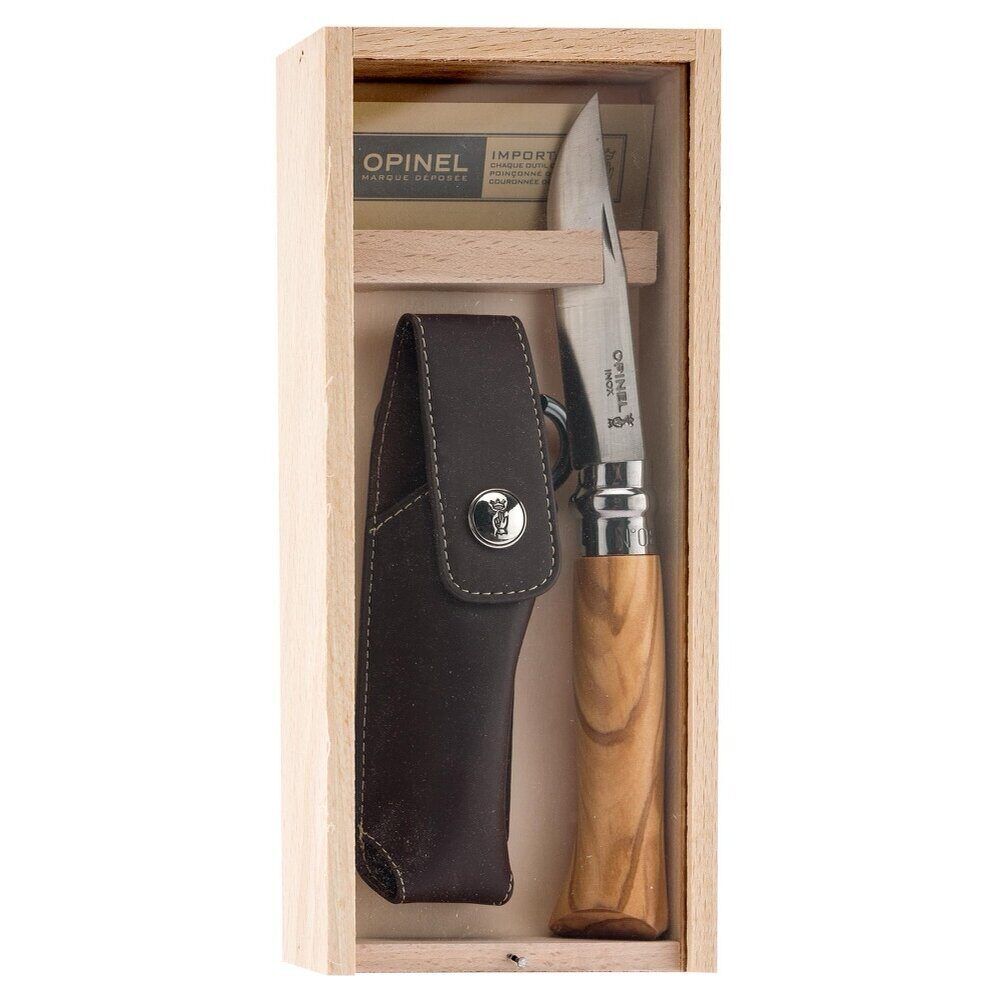 Couteau de poche Opinel n°8 Olivier + étui Alpine