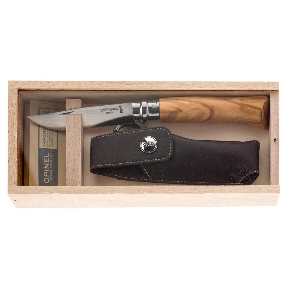 Couteau de poche Opinel n°8 Olivier + étui Alpine