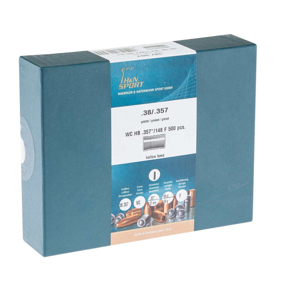 Ogives H&N graissées calibrées – Wad Cutter 32 SW (.313) Smith & Wesson