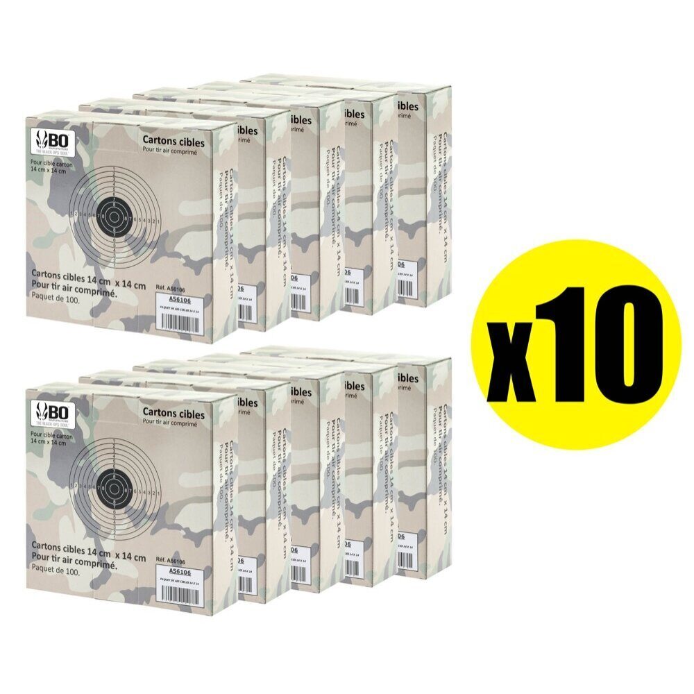 Pack Cibles cartonnées 14 x 14 cm Shoot Again (x10) Pack 100 cibles Blanches avec centre noir