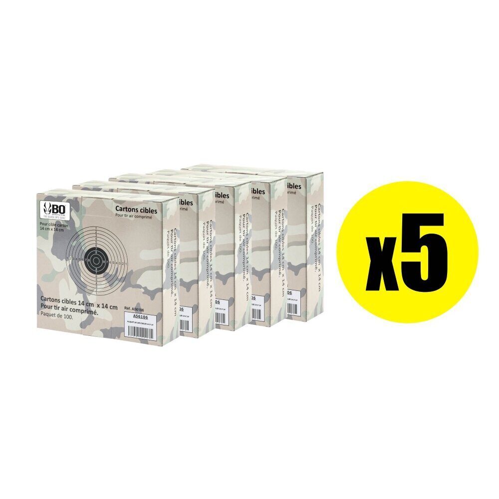 Pack Cibles cartonnées 14 x 14 cm Shoot Again (x5) Pack 500 cibles blanches avec centre noir