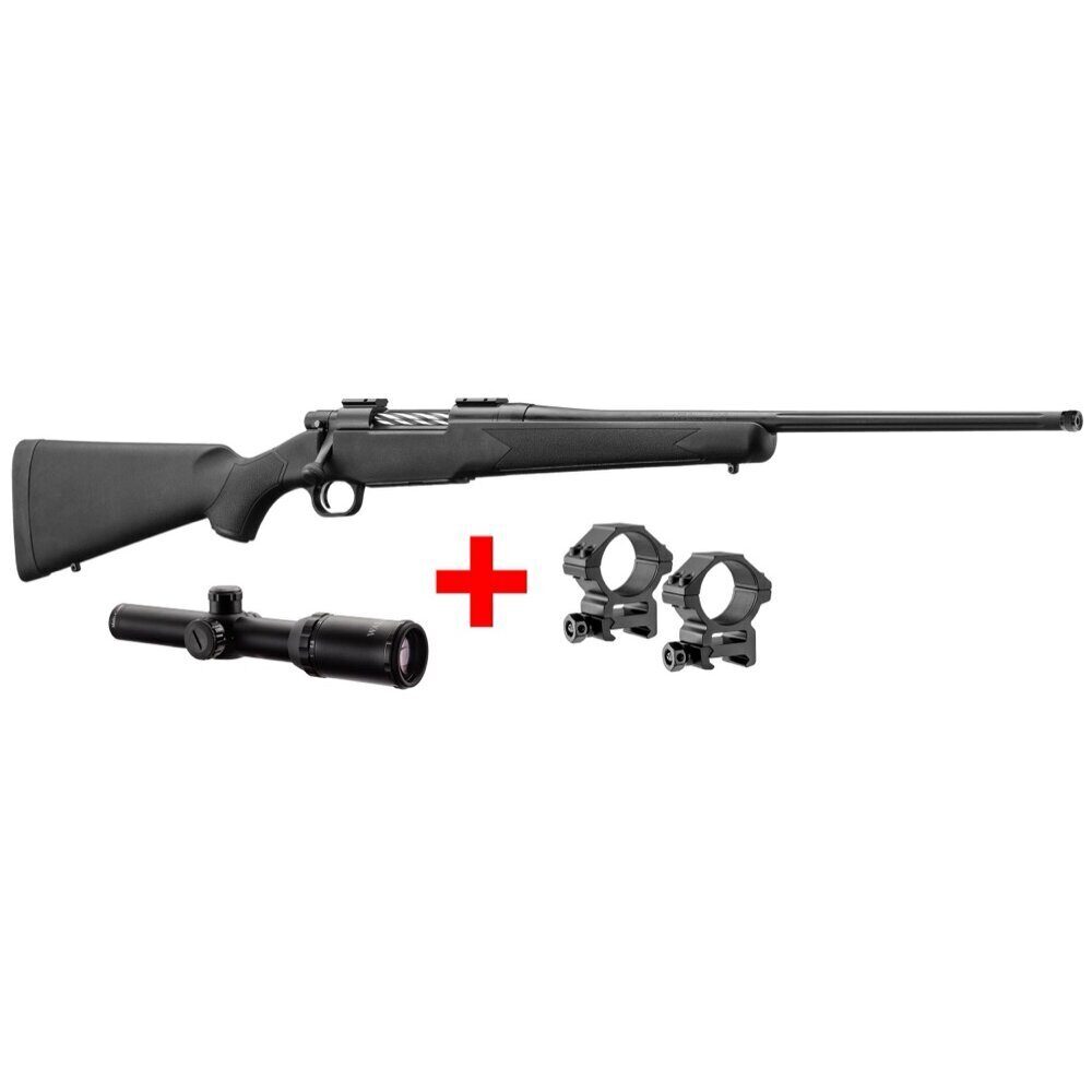 Pack Mossberg Patriot + lunette 1-4×24 + colliers PACK CARAB. PATRIOT 30.06 SP SYNTH FILETEE +LUN1-4×24