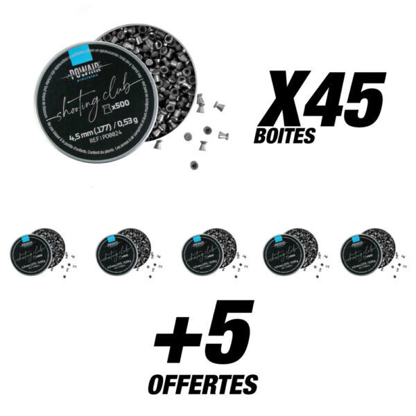 Pack Plombs Plats Shooting Club C4.5 X25000 (50 Boites) POWAIR