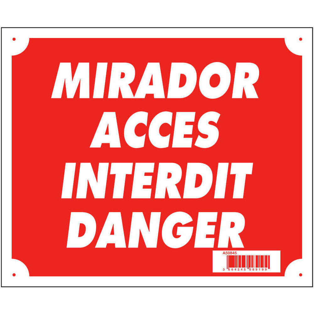 Panneau »Mirador accès interdit danger » 30 x 25 cm akylux Akilux