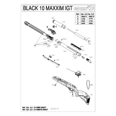 Pièces détachées Gamo Black 10x Maxxim IGT 29J 4.5 mm – 32030 – Insert Crosse Black fusion Mach 1
