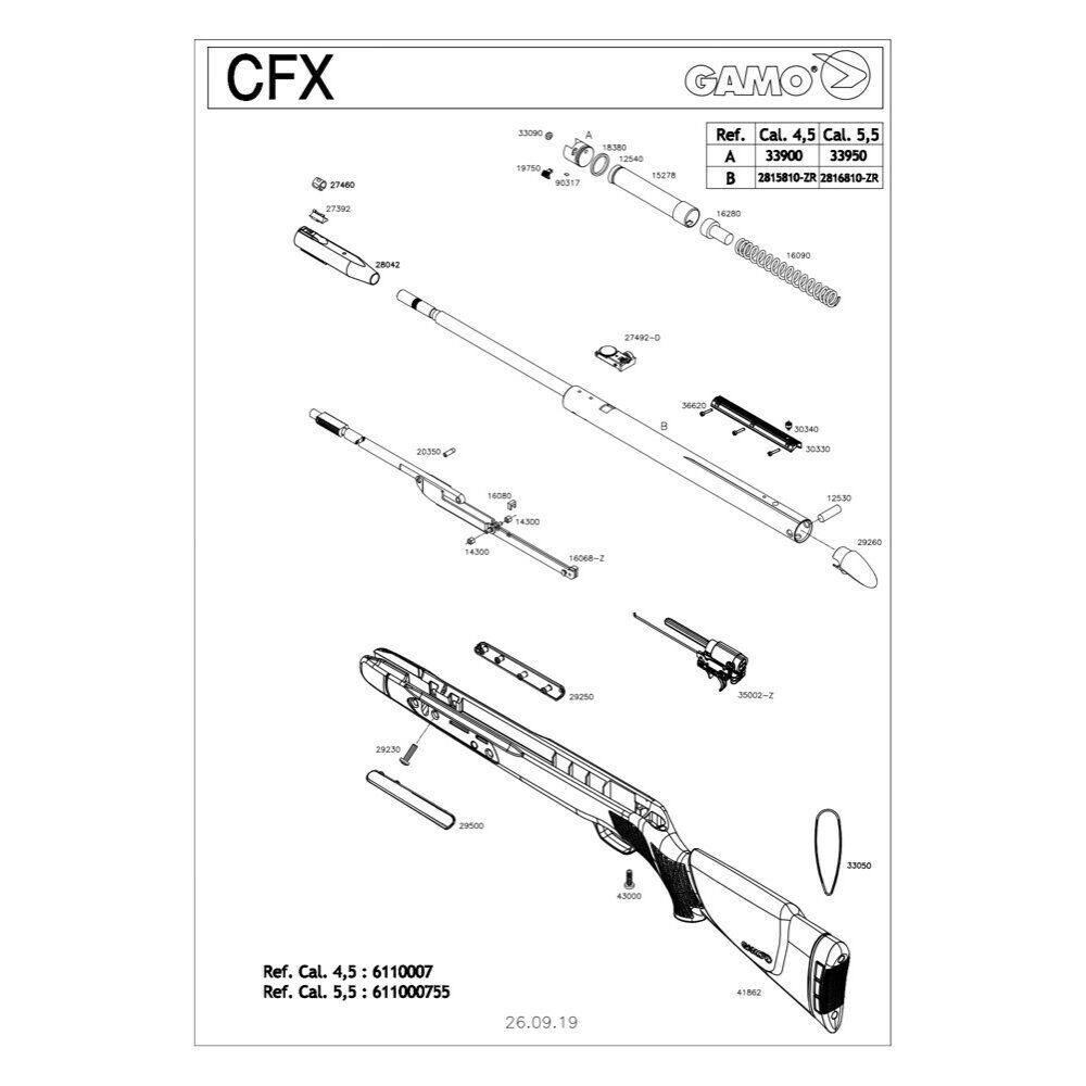 Pièces détachées Gamo CFX 4.5 mm – 18380 – Gamo Joint Thorique Culasse Rotative Cfx