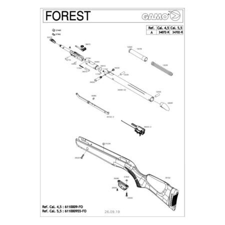 Pièces détachées Gamo Forest – 39390 – Pontet Plastique Toutes Carabines