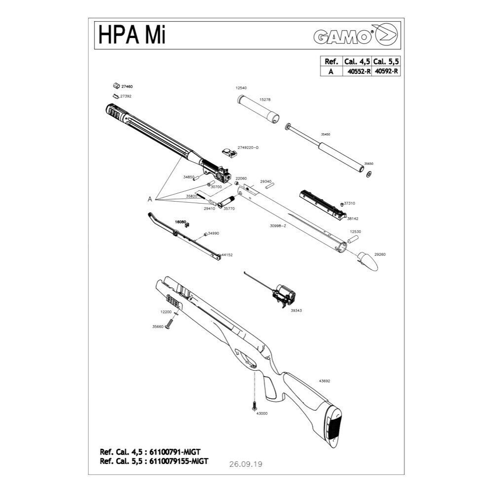 Pièces détachées Gamo HPA IGT 19.9J 4.5 mm