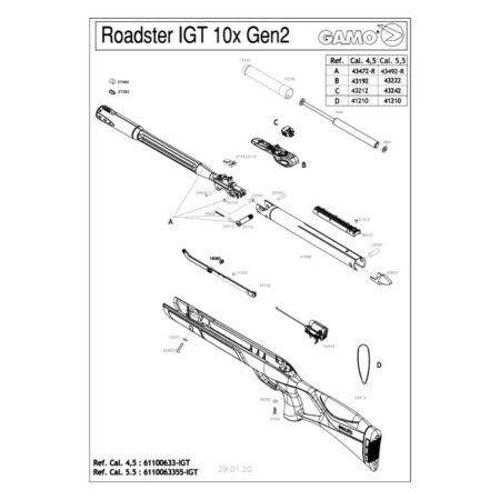 Pièces détachées Gamo Roadster 4.5 mm et 5.5 mm – 37310 -Vis de blocage rail de fixation
