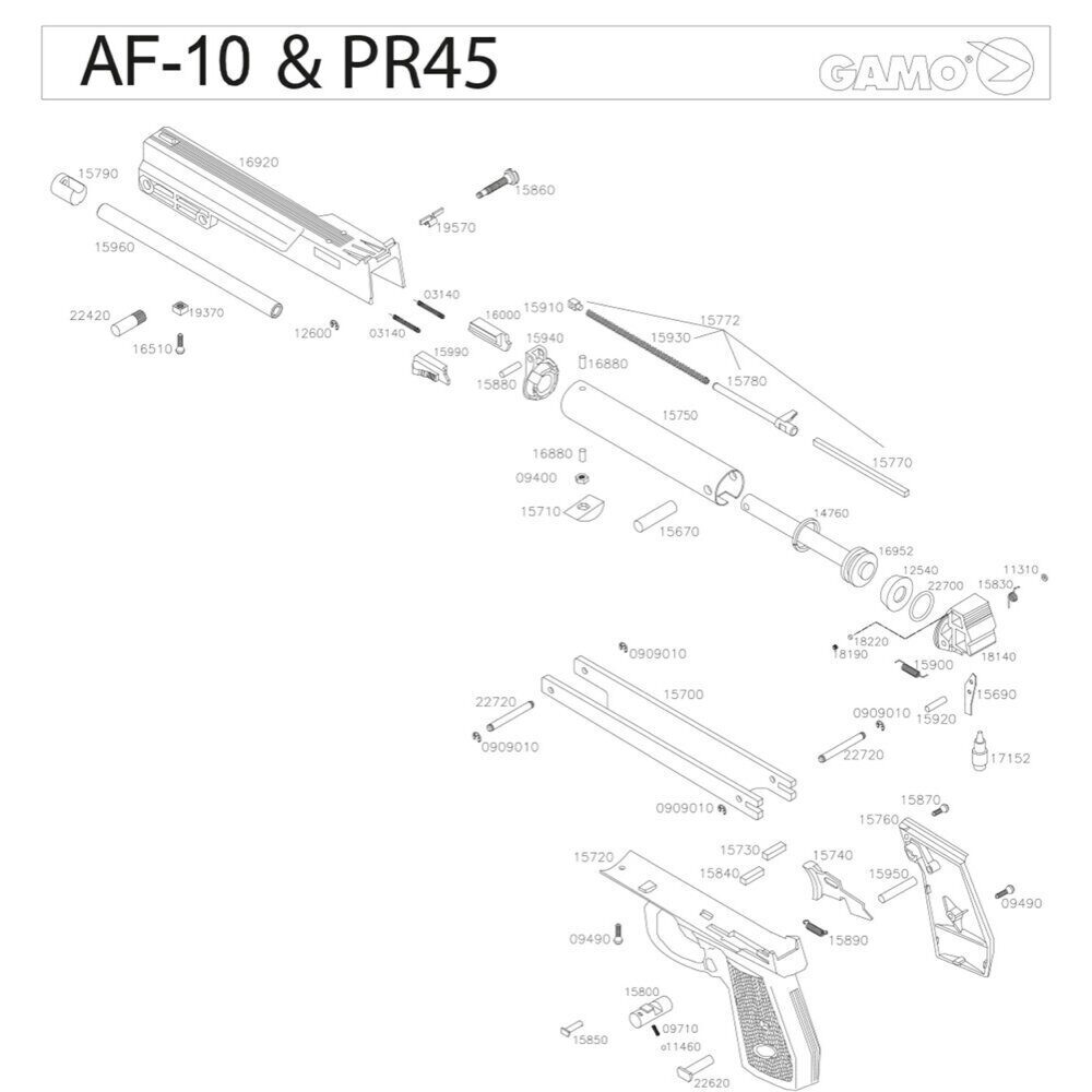 Pièces détachées Pistolet Gamo AF-10 & PR-45 – Gamo Ressort de Detente Af10