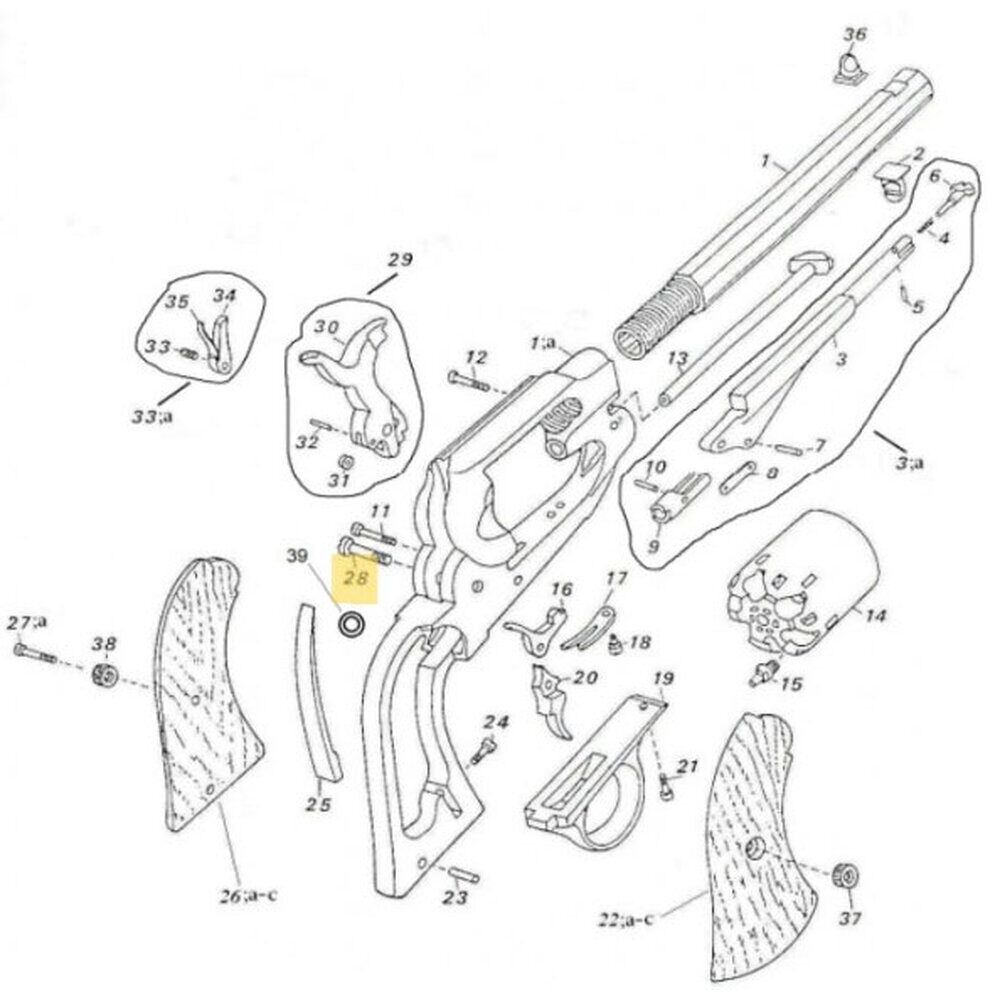 Pièces de remplacement pour Pedersoli modèles Remington PLAQUETTE DE POIGNEE DROITE