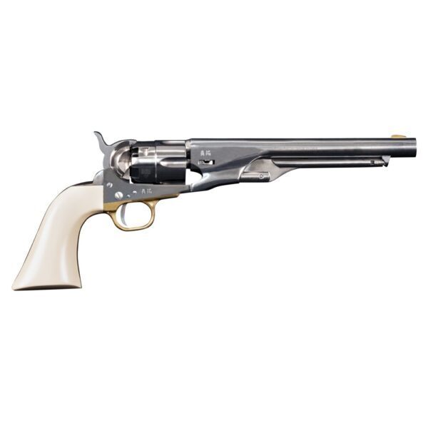 Replique 1860 Army Acier Blanc Crosse Ivoirine Cal 44 Pn Pietta