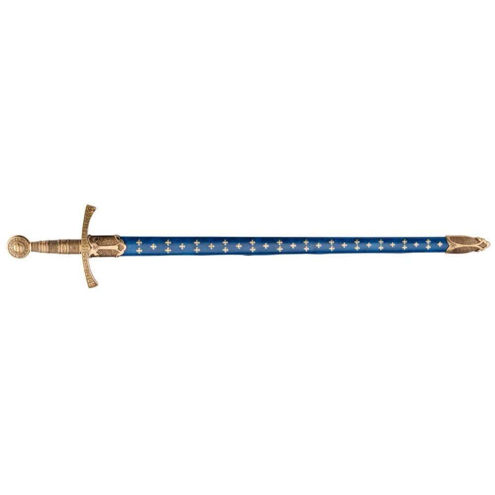 Réplique Denix d’épée médiévale Française EPEE FLEUR DE LYS FOURREAU BLEU 109 cm