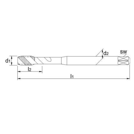 Taraud machine hélice 40 HSSE-V – Taraud machine hélice 40° HSSE-V M2.5 x 0.45 VAN OMMEN