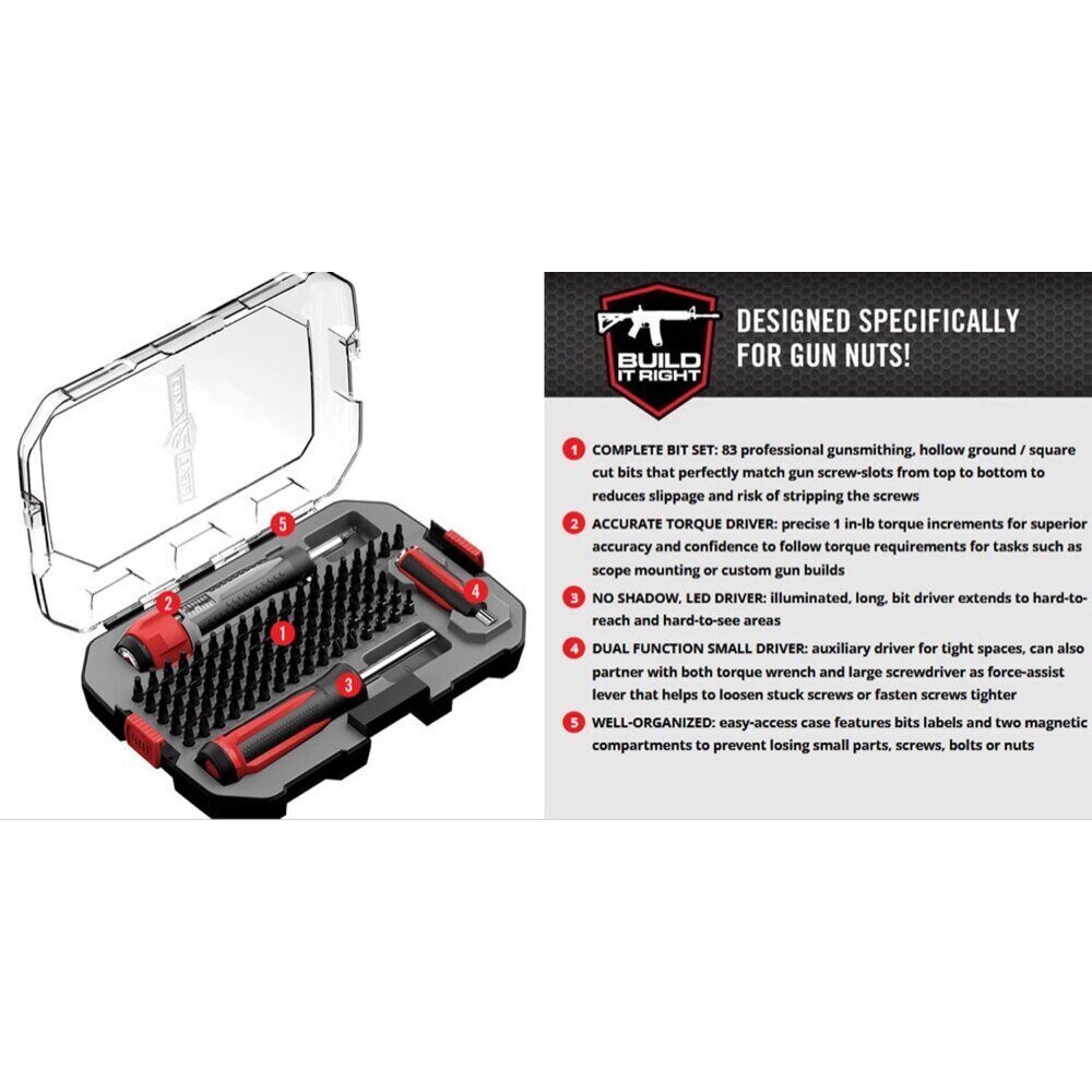 Tournevis avec 83 embouts et tournevis dynamométrique SMART TORQ
