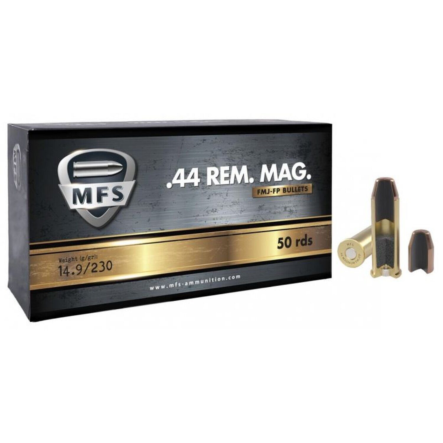 Munitions MFS cal. .44 Rem Mag FMJ Flat Point 230gr – Lot de 1000