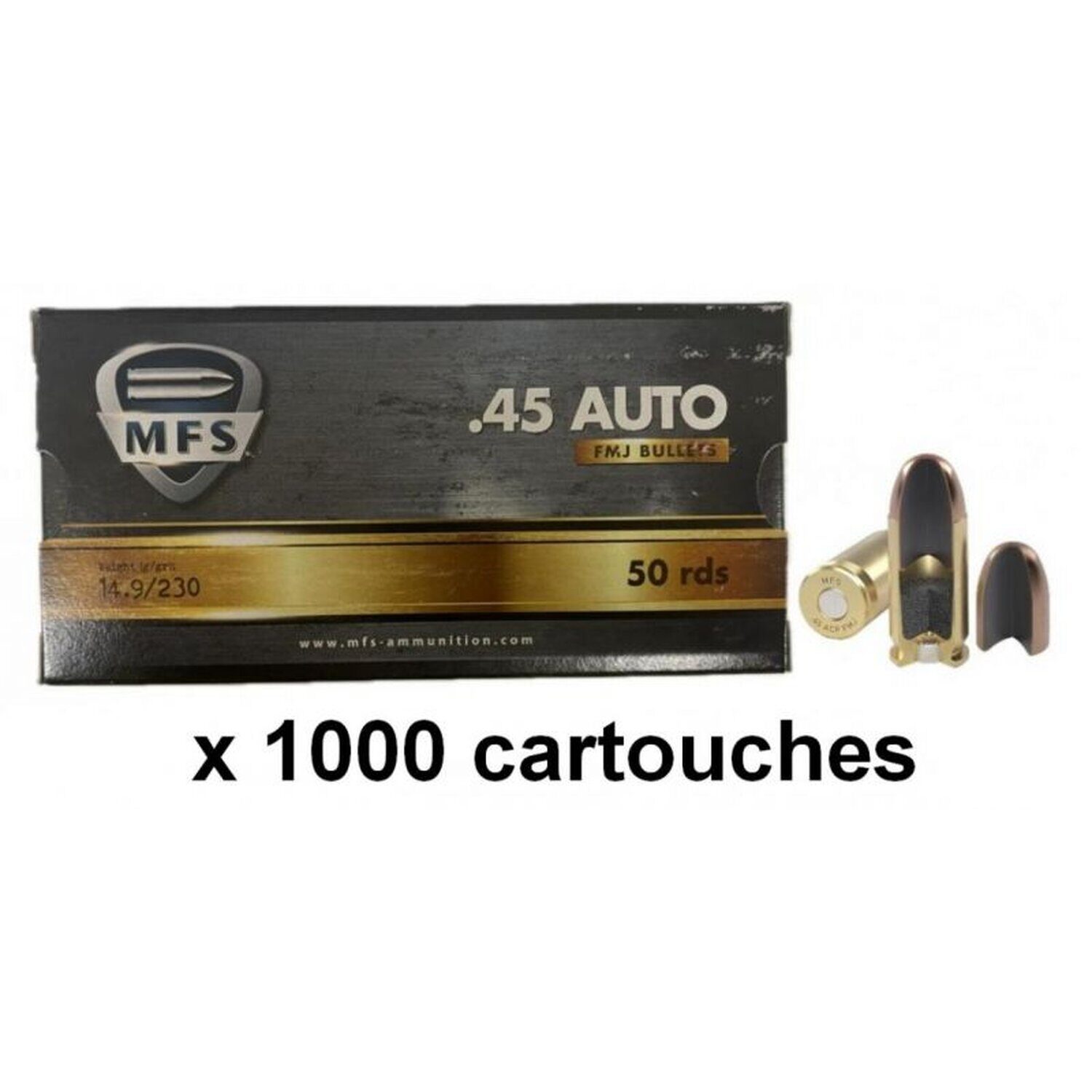 Munitions MFS cal. .45 ACP FMJ 230gr – Lot de 1000