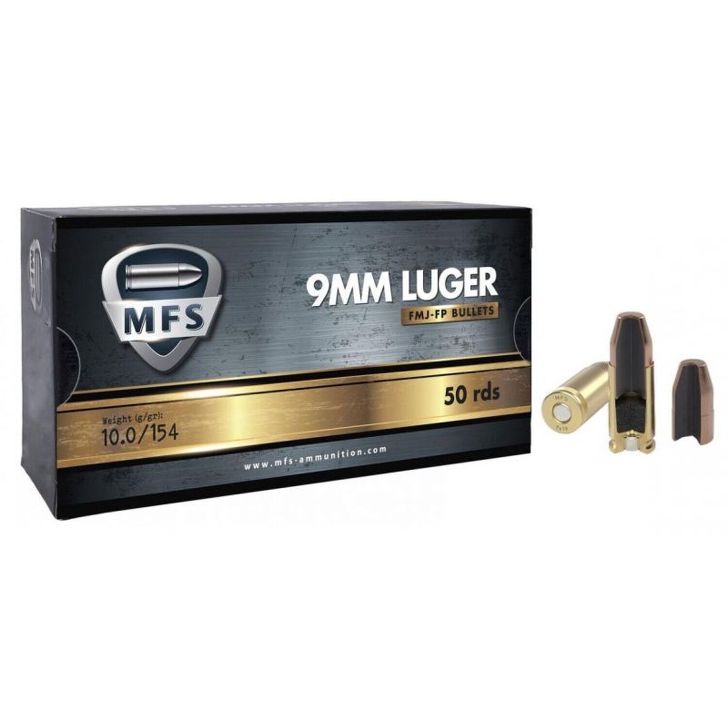 Munitions MFS cal. 9×19 FMJ Flat Point 154gr Subsonic – Boîte de 50