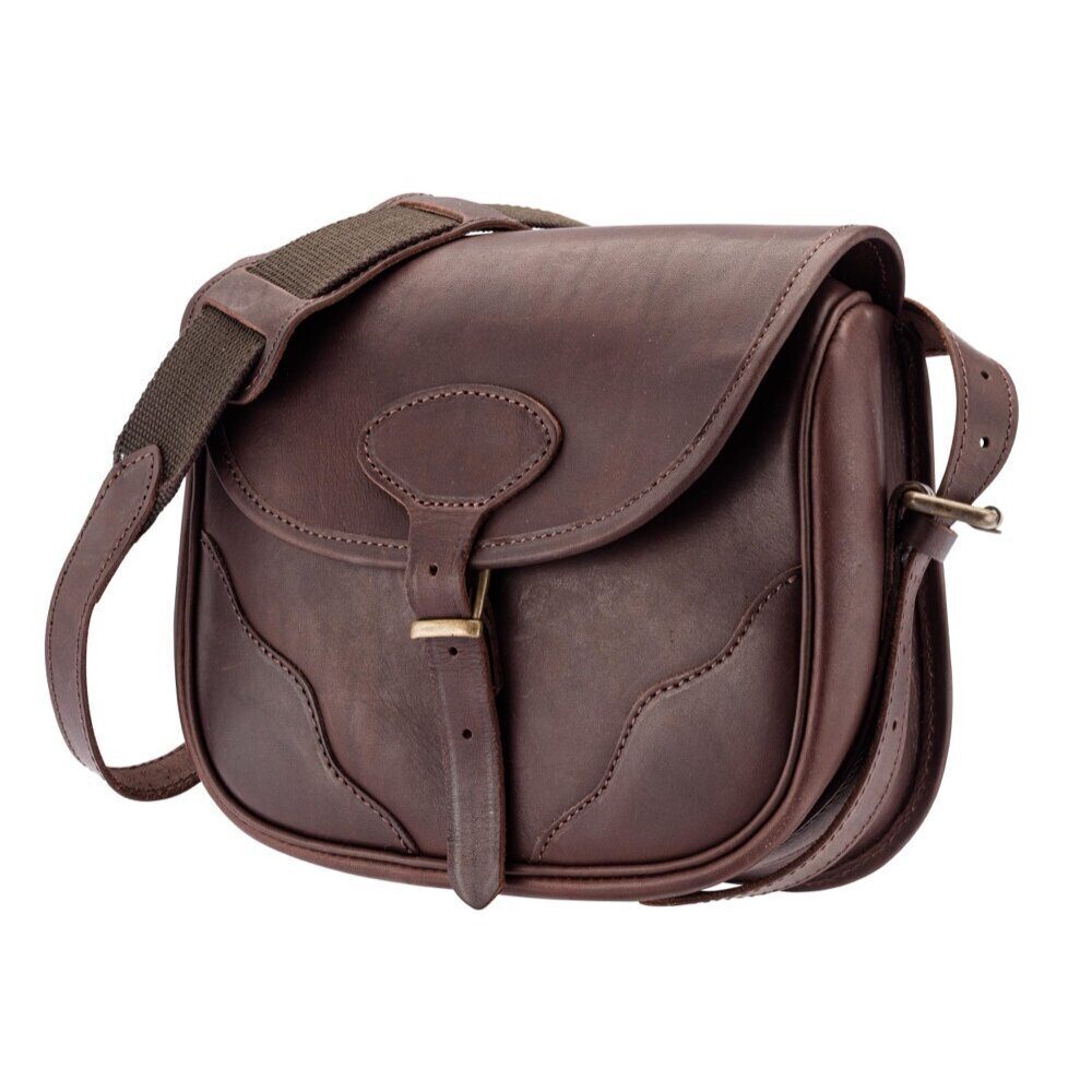 Sac à cartouches en cuir pleine fleur Sac Cartouches (x100)-POCHE Permis-cuir Pleine Fleur-bretelle Reglabl CHASSE OPTIQUE